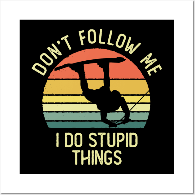 Don't Follow Me I Do Stupid Things Wakeboarding Vintage Sunset Wall Art by DetourShirts